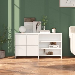 vidaXL Aparador de 2 piezas madera manufacturada blanca brillante