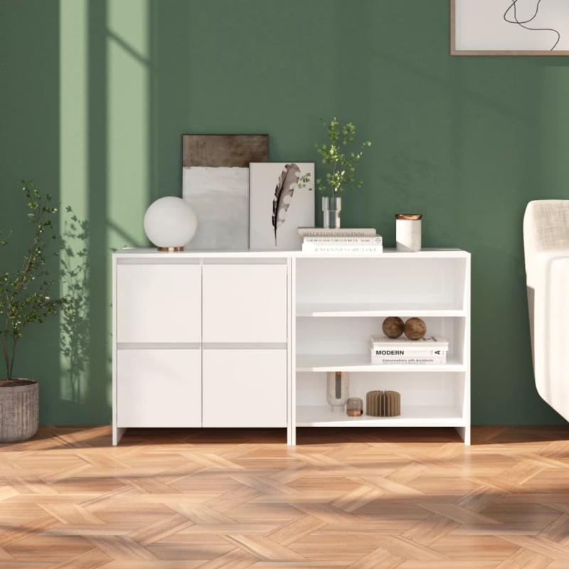 vidaXL Aparador de 2 piezas madera manufacturada blanca brillante vidaXL Aparador de 2 piezas madera manufacturada blanca brillante