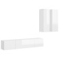 vidaXL Set de muebles de salón 4 pzas madera ingeniería blanco brillo vidaXL Set de muebles de salón 4 pzas madera ingeniería blanco brillo