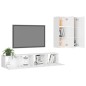 vidaXL Set de muebles de salón 4 pzas madera ingeniería blanco brillo vidaXL Set de muebles de salón 4 pzas madera ingeniería blanco brillo