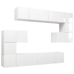 vidaXL Set de muebles de salón 10 pzas madera ingeniería blanco brillo