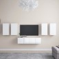 vidaXL Set de muebles de salón 7 pzas madera ingeniería blanco brillo