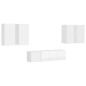 vidaXL Set de muebles de salón 7 pzas madera ingeniería blanco brillo