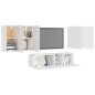 vidaXL Set de muebles de salón 7 pzas madera ingeniería blanco brillo