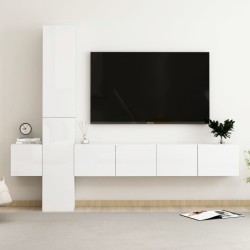 vidaXL Set de muebles de salón 5 pzas madera ingeniería blanco brillo