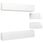 vidaXL Set de muebles de salón 6 pzas madera ingeniería blanco brillo vidaXL Set de muebles de salón 6 pzas madera ingeniería blanco brillo