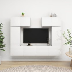vidaXL Set de muebles de salón 6 pzas madera ingeniería blanco brillo
