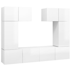 vidaXL Set de muebles de salón 6 pzas madera ingeniería blanco brillo
