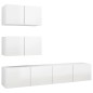 vidaXL Set de muebles de salón 4 pzas madera ingeniería blanco brillo vidaXL Set de muebles de salón 4 pzas madera ingeniería blanco brillo