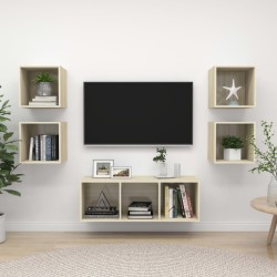 vidaXL Muebles de pared de TV 5 pzas madera contrachapada color roble