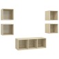 vidaXL Muebles de pared de TV 5 pzas madera contrachapada color roble