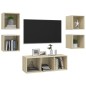 vidaXL Muebles de pared de TV 5 pzas madera contrachapada color roble