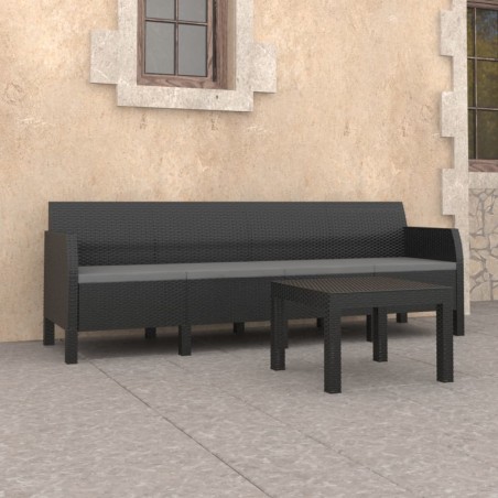vidaXL Set de muebles jardín 2 piezas cojines PP ratán gris antracita