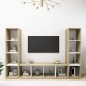 vidaXL Muebles TV 3 uds aglomerado blanco roble Sonoma 142,5x35x36,5cm vidaXL Muebles TV 3 uds aglomerado blanco roble Sonoma 142,5x35x36,5cm