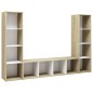 vidaXL Muebles TV 3 uds aglomerado blanco roble Sonoma 142,5x35x36,5cm vidaXL Muebles TV 3 uds aglomerado blanco roble Sonoma 142,5x35x36,5cm