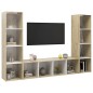vidaXL Muebles TV 3 uds aglomerado blanco roble Sonoma 142,5x35x36,5cm vidaXL Muebles TV 3 uds aglomerado blanco roble Sonoma 142,5x35x36,5cm