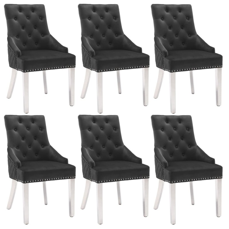 vidaXL Sillas de comedor 6 unidades terciopelo negro vidaXL Sillas de comedor 6 unidades terciopelo negro