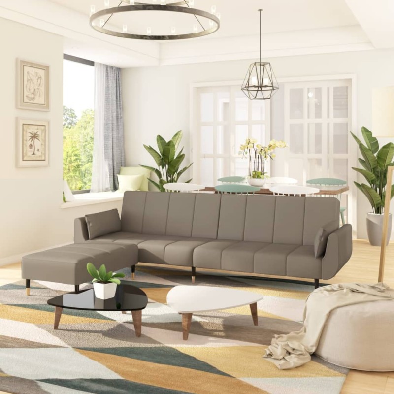 vidaXL Sofá cama 2 plazas reposapiés dos cojines terciopelo gris claro vidaXL Sofá cama 2 plazas reposapiés dos cojines terciopelo gris claro