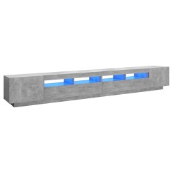 vidaXL Mueble para TV con luces LED gris hormigón 300x35x40 cm