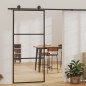 vidaXL Puerta corredera con herrajes ESG vidrio y aluminio 90x205 cm vidaXL Puerta corredera con herrajes ESG vidrio y aluminio 90x205 cm