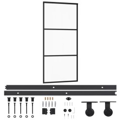 vidaXL Puerta corredera con herrajes ESG vidrio y aluminio 90x205 cm
