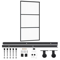 vidaXL Puerta corredera con herrajes ESG vidrio y aluminio 102x205 cm