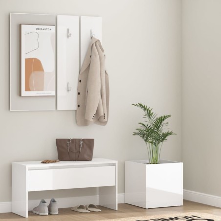 vidaXL Set de muebles de recibidor madera contrachapada blanco brillo