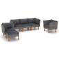vidaXL Set de muebles de jardín 6 pzas ratán sintético eucalipto gris vidaXL Set de muebles de jardín 6 pzas ratán sintético eucalipto gris