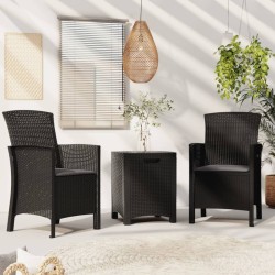vidaXL Set de muebles de jardín 3 piezas y cojines ratán PP grafito