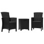 vidaXL Set de muebles de jardín 3 piezas y cojines ratán PP grafito vidaXL Set de muebles de jardín 3 piezas y cojines ratán PP grafito