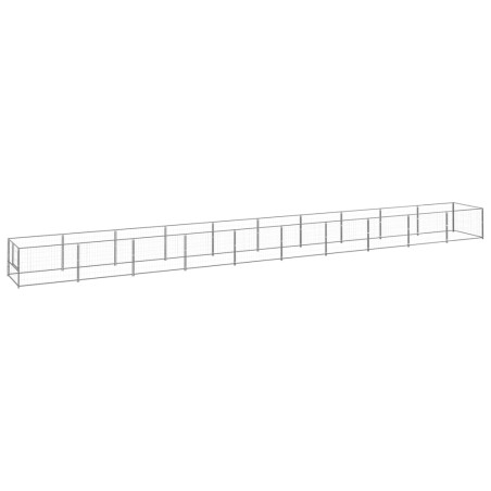 vidaXL Perrera plateada 10 m² acero