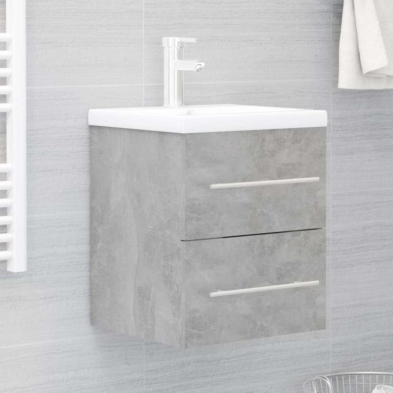 vidaXL Mueble con lavabo madera de ingeniería gris hormigón vidaXL Mueble con lavabo madera de ingeniería gris hormigón