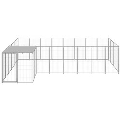 vidaXL Perrera plateada 10,89 m² acero  