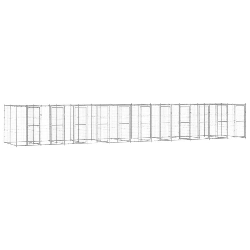 vidaXL Perrera de exterior de acero galvanizado 26,62 m² vidaXL Perrera de exterior de acero galvanizado 26,62 m²