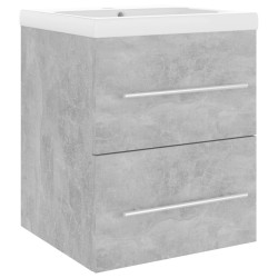 vidaXL Mueble con lavabo madera de ingeniería gris hormigón