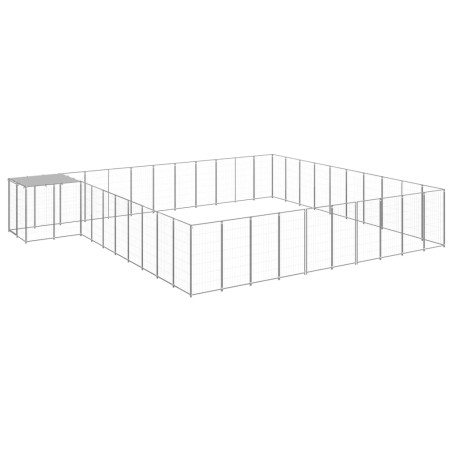 vidaXL Perrera plateada 31,46 m² acero  