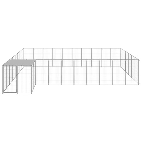 vidaXL Perrera plateada 19,36 m² acero  