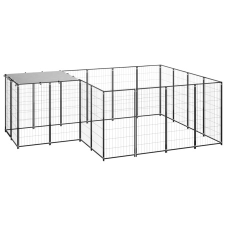  vidaXL Perrera negra 6,05 m² acero  