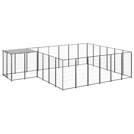 vidaXL Perrera negra 12,1 m² acero  
