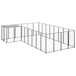 vidaXL Perrera negra 10,89 m² acero  