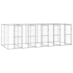 vidaXL Perrera de exterior de acero galvanizado 12,1 m²