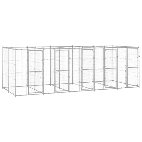 vidaXL Perrera de exterior de acero galvanizado 12,1 m²