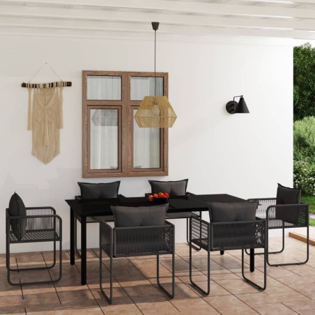 vidaXL Juego de comedor para jardín 7 piezas negro