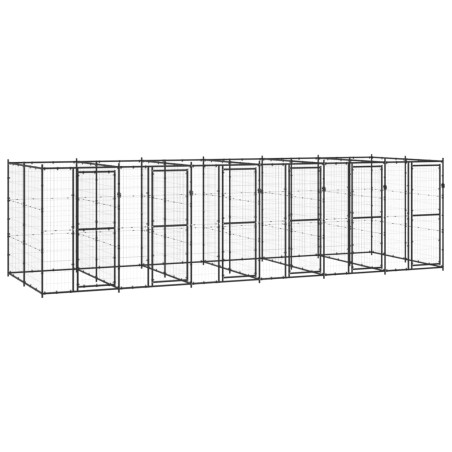 vidaXL Perrera de exterior de acero 14,52 m²