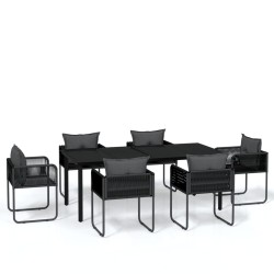 vidaXL Juego de comedor para jardín 7 piezas negro