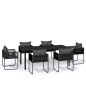 vidaXL Juego de comedor para jardín 7 piezas negro vidaXL Juego de comedor para jardín 7 piezas negro