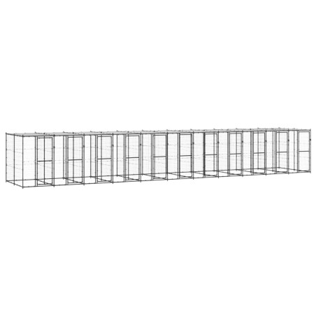 vidaXL Perrera de exterior de acero con techo 26,62 m²