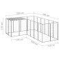 vidaXL Perrera plateada 4,84 m² acero  