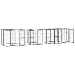 vidaXL Perrera de exterior de acero 19,36 m²