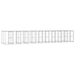 vidaXL Perrera de exterior de acero galvanizado con techo 24,2 m²